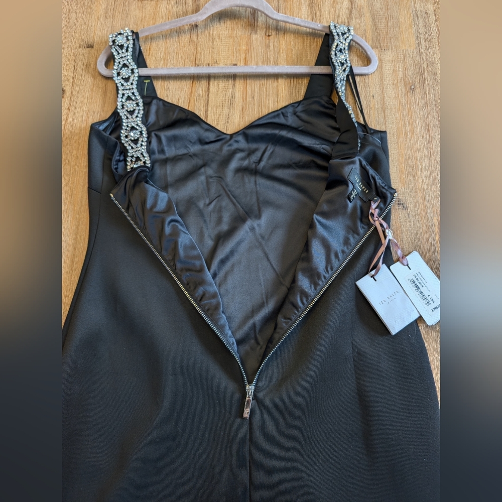 TED BAKER Mally Embellished Rhinestones Strap Bodycon Black Dress NWT Size 4 - Picture 15 of 15